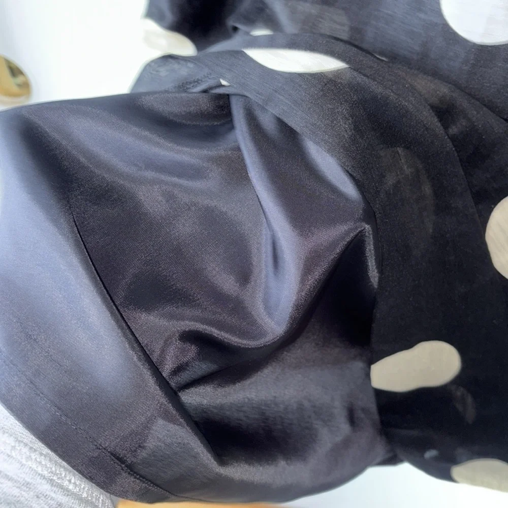 Talbots Linen Silk Polka Dot Sleeveless Dress 10 - Picture 8 of 9